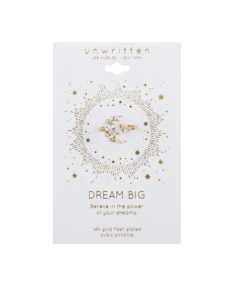 Unwritten 14Kt Gold Flash Plated Cubic Zirconia Moon Adjustable Ring