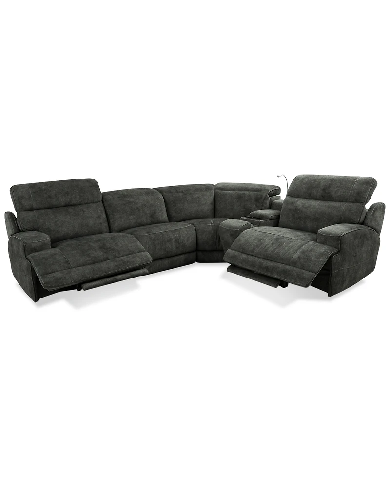Sebaston -Pc. Fabric Sectional with Power Motion Recliners and 1 Usb Console