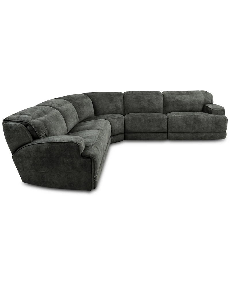Sebaston 5-Pc. Fabric Sectional with 3 Power Motion Recliners, Created for Macy's
