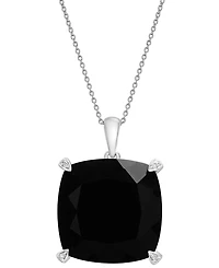 Onyx & Diamond Accent Necklace, 17" + 1" extender