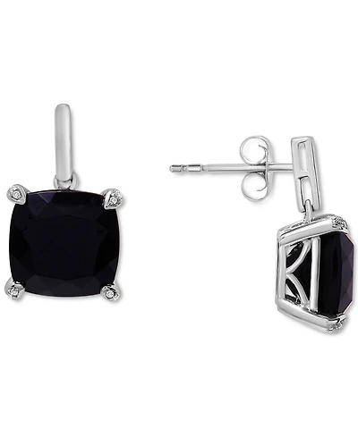 Onyx & Diamond Accent Drop Earrings in Sterling Silver