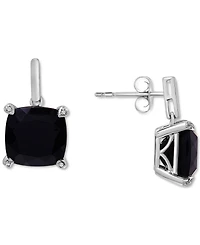 Onyx & Diamond Accent Drop Earrings in Sterling Silver