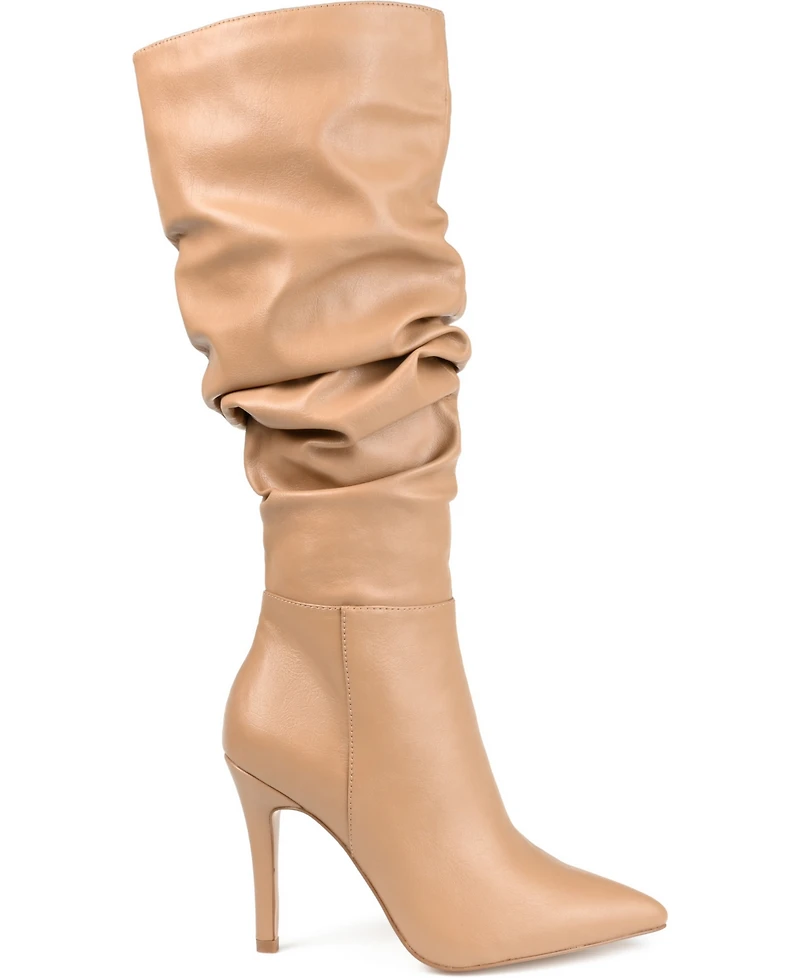 Journee Collection Women's Sarie Wide Calf Ruched Stiletto Boots