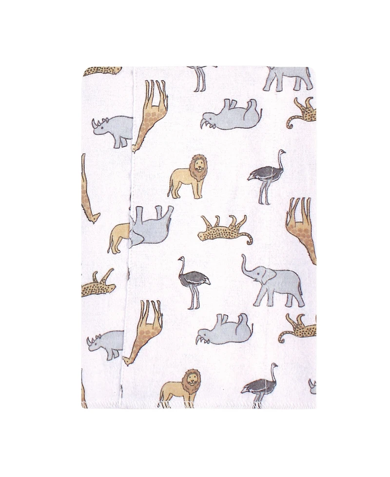 Hudson Baby Unisex Baby Cotton Flannel Burp Cloths, Modern Neutral Safari, One Size