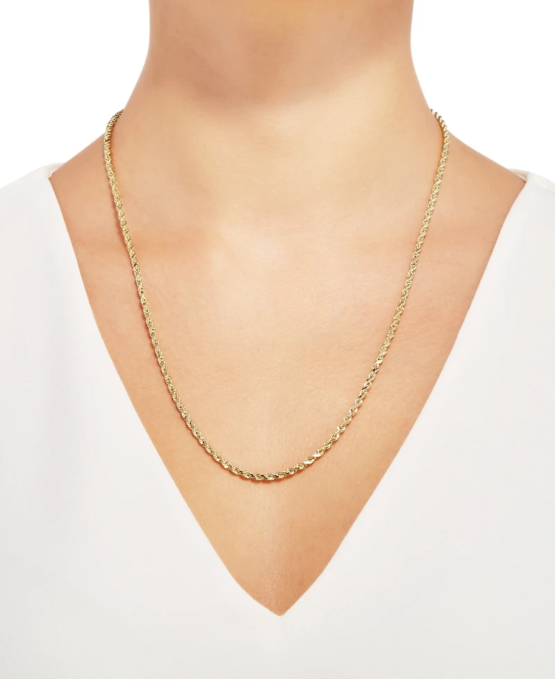 Lightweight Rope Link 22" Chain Necklace in 10k Gold