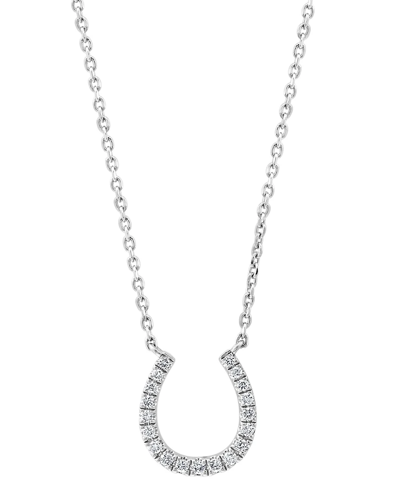 Effy Diamond Horseshoe 18" Pendant Necklace (1/6 ct. t.w.) in Sterling Silver