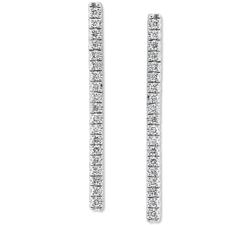 Effy Diamond Linear Drop Earrings (1/10 ct. t.w.) in Sterling Silver or 14k Gold-Plated Sterling Silver
