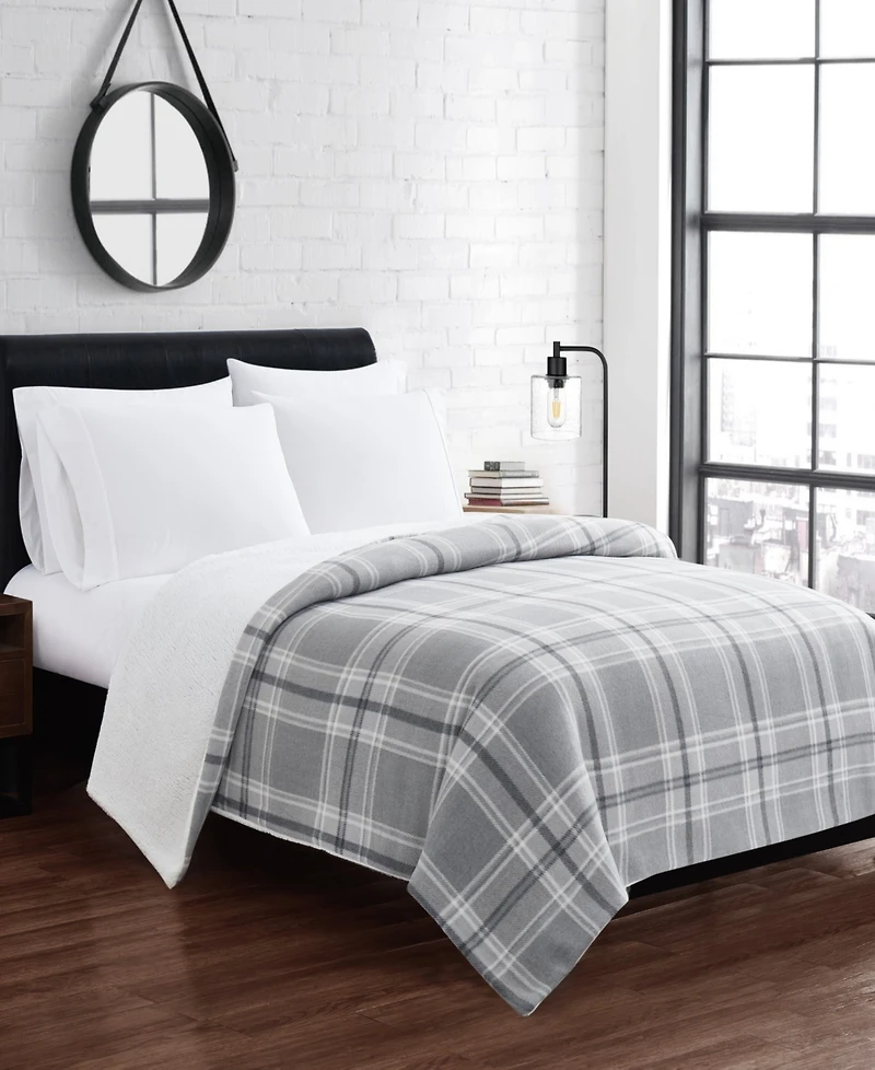 Cannon Cozy Teddy Plaid Blanket, Full/Queen