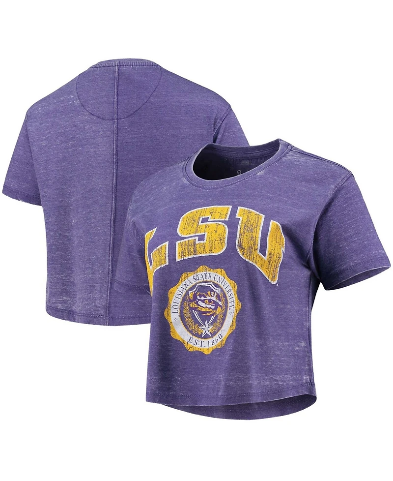 Women's Purple Lsu Tigers Edith Vintage-Inspired Burnout Crop T-shirt