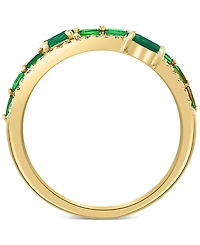 Effy Emerald (3/4 ct. t.w.) & Diamond (1/10 Stack Look Double Row Ring 14k Gold
