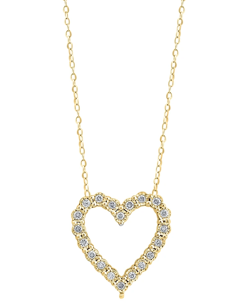 Effy Diamond Heart 18" Pendant Necklace (1/4 ct. t.w.) Sterling Silver or 14k Gold-Plated