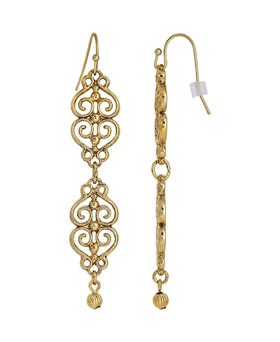 2028 Gold-Tone Filigree Wire Linear Earrings