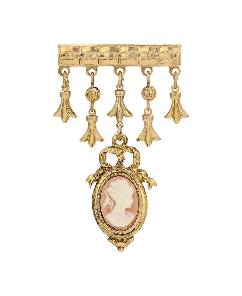 2028 Gold-Tone Cameo Drop Barpin