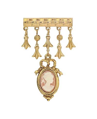 2028 Gold-Tone Cameo Drop Barpin