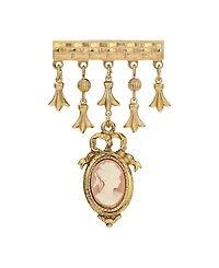 2028 Gold-Tone Cameo Drop Barpin