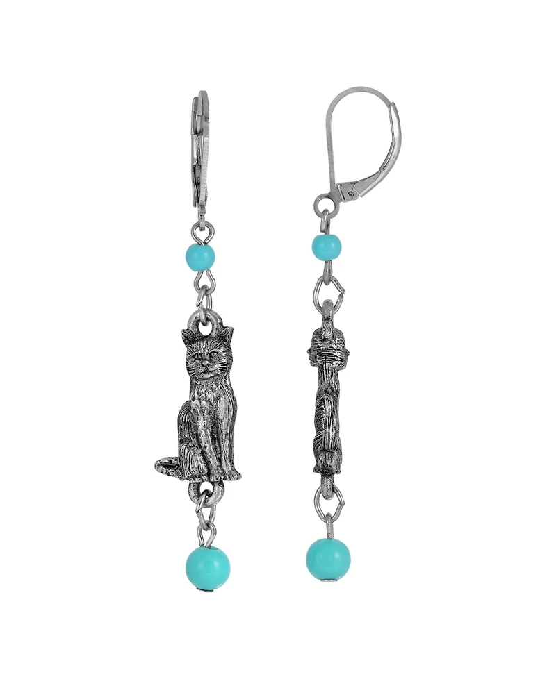 2028 Bead Cat Drop Earrings