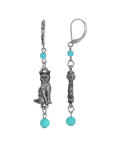 2028 Bead Cat Drop Earrings