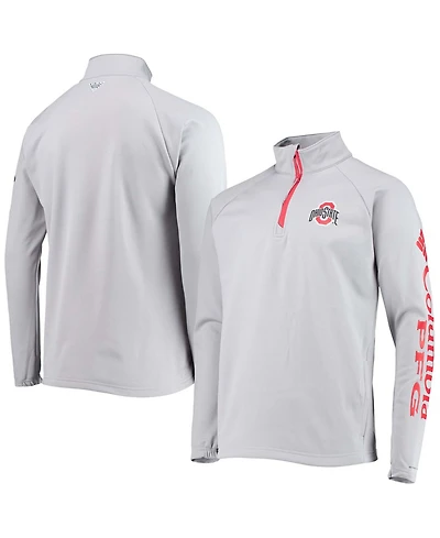 Columbia Men's Gray Ohio State Buckeyes Terminal Tackle Fleece Raglan Omni-Shade Quarter-Zip Jacket