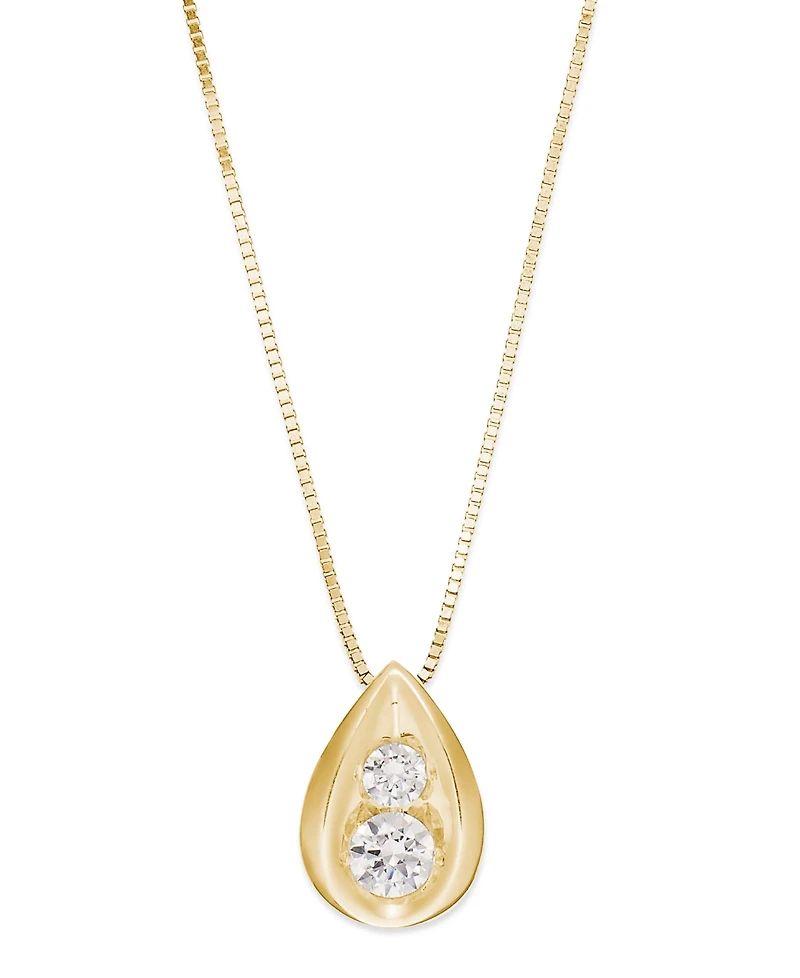 Diamond Teardrop Pendant Necklace 14k Yellow or White Gold (1/4 ct. t.w.)