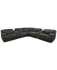 Sebaston -Pc. Fabric Sectional with 3 Power Motion Recliners and 2 Usb Consoles