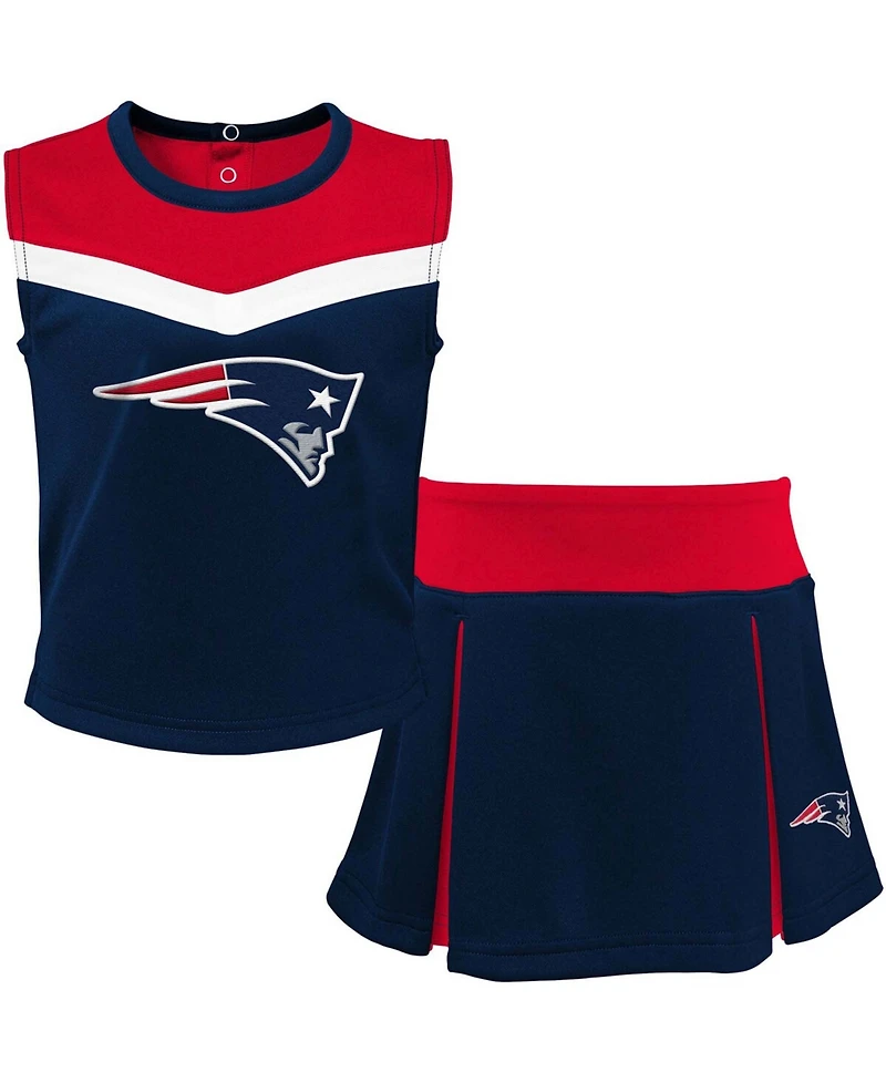 Big Girls Navy and Red New England Patriots Two-Piece Spirit Cheerleader Set