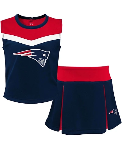 Big Girls Navy and Red New England Patriots Two-Piece Spirit Cheerleader Set
