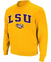 Colosseum Men's Lsu Tigers Arch & Logo Crew Neck Sweatshirt