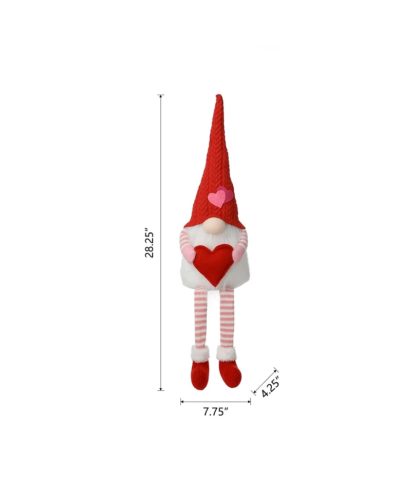 Glitzhome 28.25" Fabric Valentine's Gnome Shelf Sitter with Dangling Legs