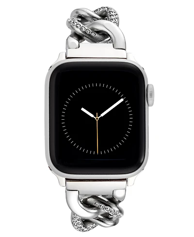 Anne Klein Women's Silver-Tone Alloy Metal with Crystals Link Bracelet designed for Apple Watch 42mm (Series 1-3 only) & 44/45/46/49mm (Ultra & Ultra