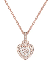 Diamond Round & Baguette Heart 18" Pendant Necklace (1/4 ct. t.w.) in Sterling Silver, 14k Gold-Plated Sterling Silver, & 14k Rose Gold-Plated Sterlin