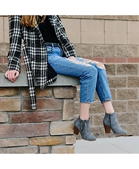 Journee Collection Women's Vally Double Zipper Stacked Heel Ankle Booties