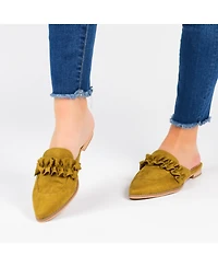 Journee Collection Women's Kessie Ruffle Pointed Toe Slip On Mules