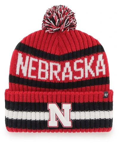 Men's Scarlet Nebraska Huskers Bering Cuffed Knit Hat with Pom