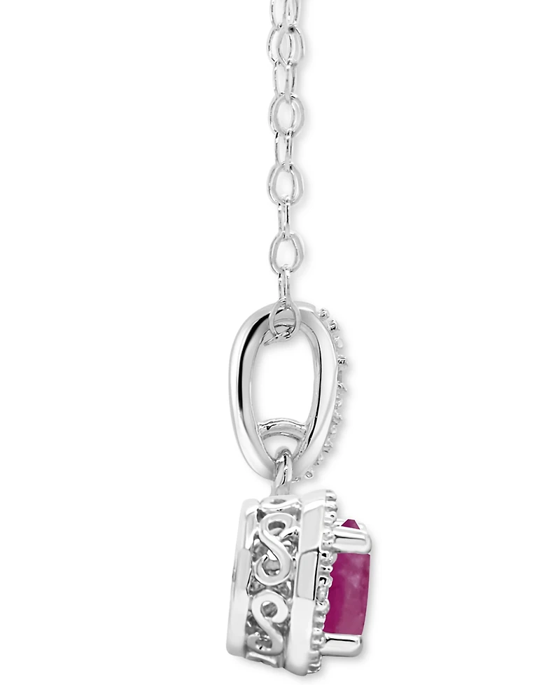 Sapphire (5/8 ct. t.w.) & Diamond Accent Solitaire 18" Pendant Necklace Sterling Silver (Also Emerald Ruby)