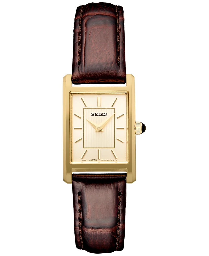 Seiko Women's Essentials Brown Leather Strap Watch 19mm