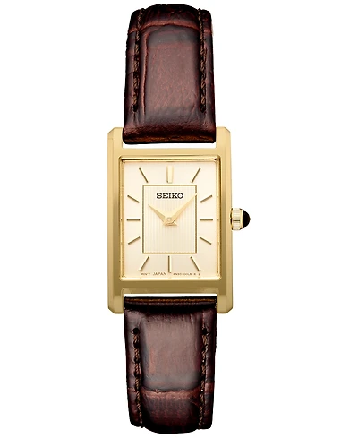 Seiko Women's Essentials Brown Leather Strap Watch 19mm