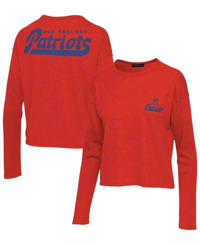Women's Red New England Patriots Pocket Thermal Long Sleeve T-shirt