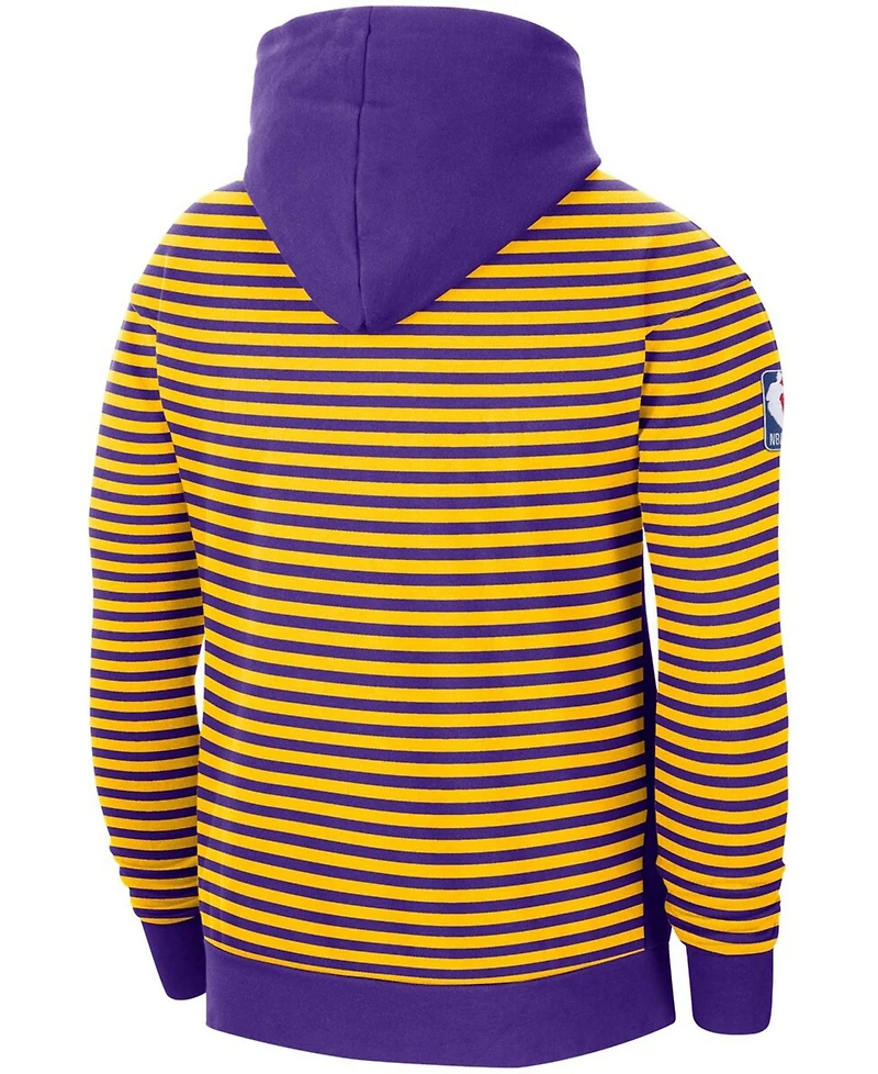 Men's Gold-Tone, Purple Los Angeles Lakers 75th Anniversary Courtside Striped Pullover Hoodie