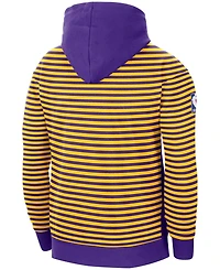 Men's Gold-Tone, Purple Los Angeles Lakers 75th Anniversary Courtside Striped Pullover Hoodie