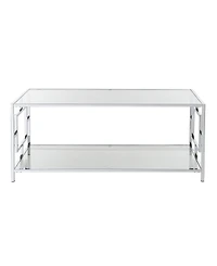 Convenience Concepts 42" Chrome Town Square Coffee Table with Shelf