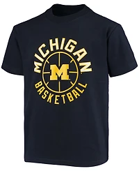 Big Boys and Girls Navy Michigan Wolverines Basketball T-shirt