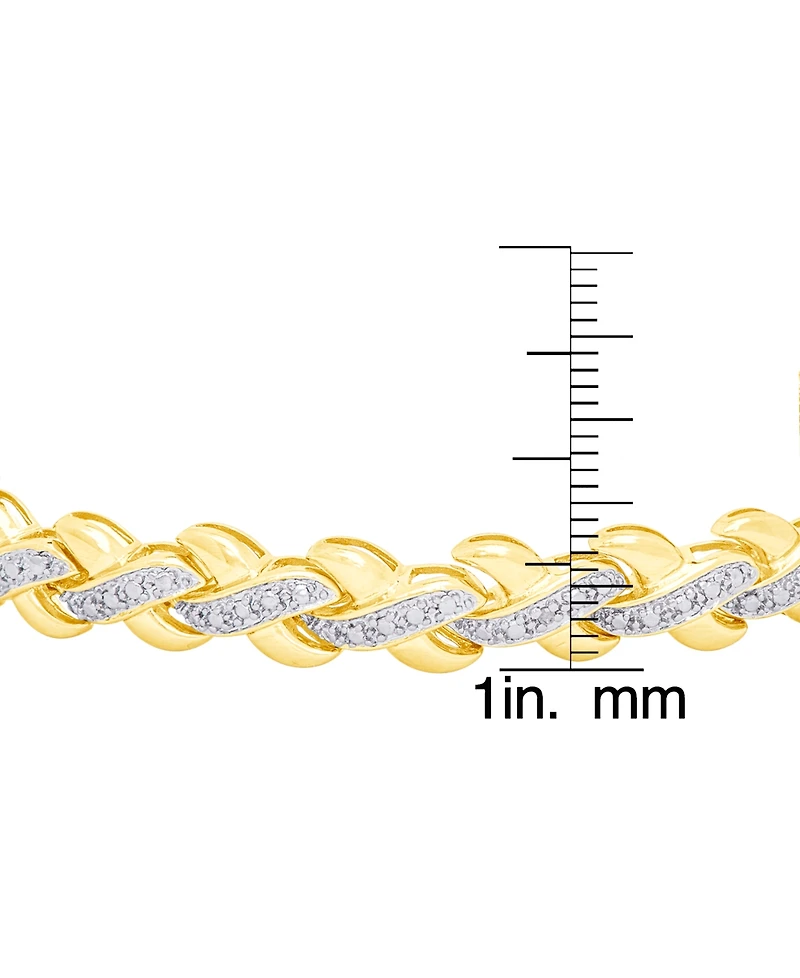 Diamond Accent X Weave Bracelet Fine Gold Plate or Silver