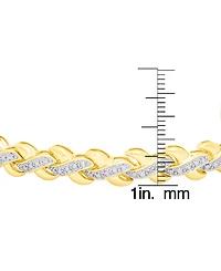 Diamond Accent X Weave Bracelet Fine Gold Plate or Silver