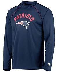 Men's Navy New England Patriots Raglan Long Sleeve Hoodie T-shirt