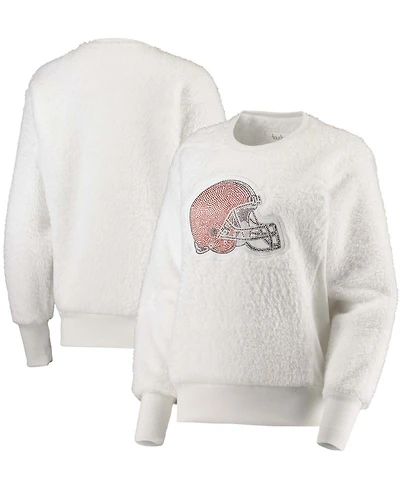 Women's White Cleveland Browns Milestone Tracker Pullover Sweatshirt