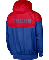 Men's Red, Royal Philadelphia 76Ers 75Th Anniversary Courtside Windrunner Raglan Hoodie Full-Zip Jacket