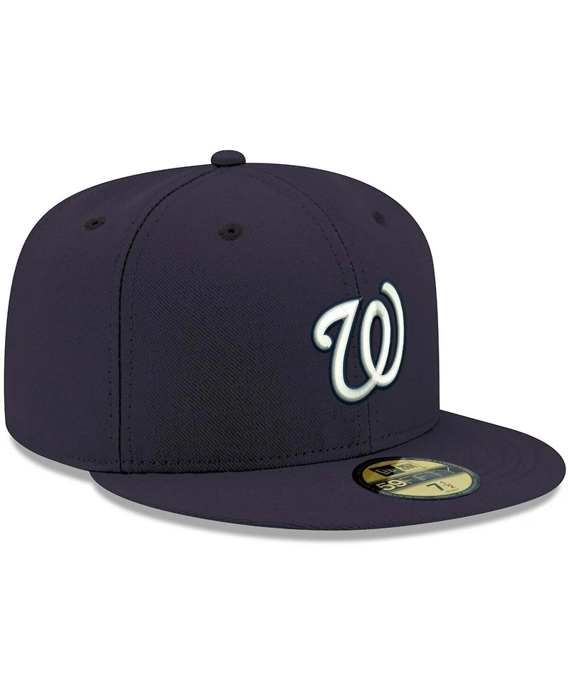 Men's Navy Washington Nationals Logo White 59FIFTY Fitted Hat