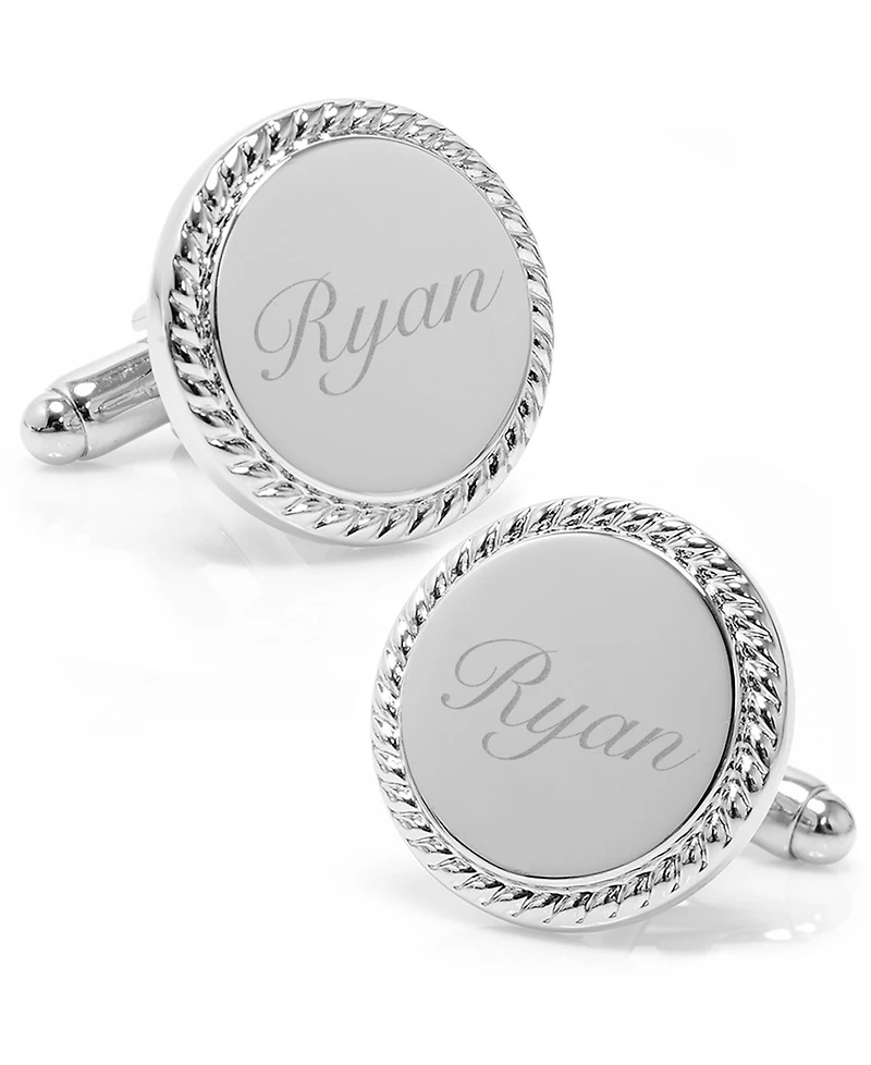 Cufflinks Inc. Ox and Bull Trading Co. Stainless Steel Rope Border Round Engravable Cufflinks