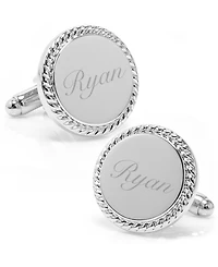 Cufflinks Inc. Ox and Bull Trading Co. Stainless Steel Rope Border Round Engravable Cufflinks