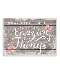 Stupell Industries Beautiful Girl Inspirational Kids Flower Word Design Wall Plaque Art